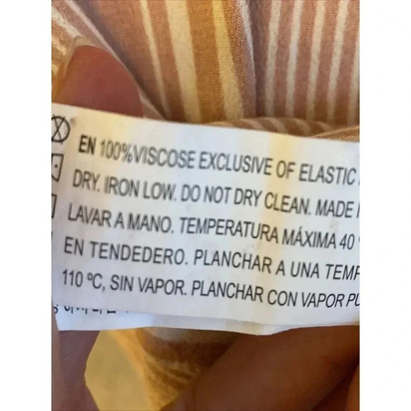 FOREVER 21 Off The Shoulder Pink Striped Sundress Belt Women's Size M Swiftie - Picture 6 of 7